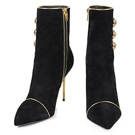 Balmain-Ankle boots-Preto,Dourado