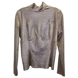 Rollkragenpullover aus Metallic-Strick von Paco Rabanne aus goldfarbener Polyester-Viskose Golden Metallisch