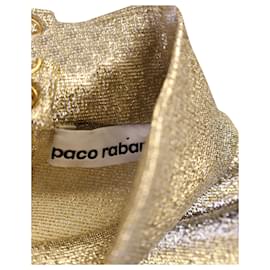 Paco Rabanne-Maglione a collo alto in maglia metallizzata Paco Rabanne in viscosa poliestere oro-D'oro,Metallico