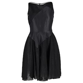 Autre Marque-Antonio Berardi Sleeveless Open-Knit Mini Dress in Black Polyamide-Black