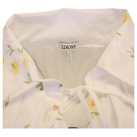 Loewe-Loewe Hemdkleid mit Blumendruck aus weißer Baumwolle-Weiß