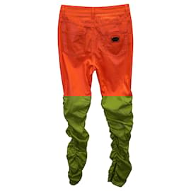 Dolce & Gabbana-Dolce & Gabbana Ruched Slim-Fit Jeans in Orange Cotton-Orange