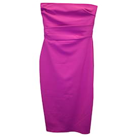 Autre Marque-Alex Perry Dylan Ruched Strapless Dress in Pink Triacetate-Pink