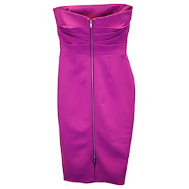 Autre Marque-Alex Perry Dylan Ruched Strapless Dress in Pink Triacetate-Pink