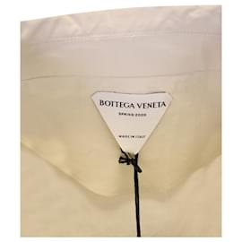 Bottega Veneta-Vestido Midi com Gola Bottega Veneta em Poliamida Creme-Branco,Cru