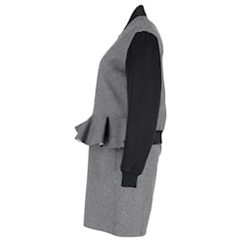 Autre Marque-McQ Alexander McQueen Peplum Bomber Jacket and Skirt in Grey Wool-Grey