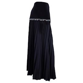 Sandro-Sandro Debby Embellished Pleated Midi Skirt in Black Polyester-Black