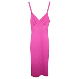 Staud-Staud Quartz Metallic Sleeveless Midi Dress in Pink Viscose-Pink