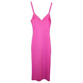 Staud-Staud Quartz Metallic Sleeveless Midi Dress in Pink Viscose-Pink