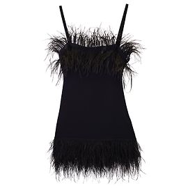 Mini-robe ornée de plumes Staud Etta en viscose noire Noir