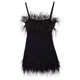 Staud-Mini-robe ornée de plumes Staud Etta en viscose noire-Noir