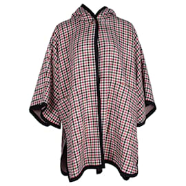 Maje-Maje Gingham-Print Hooded Woven Cape In Multicolor Cotton-Other