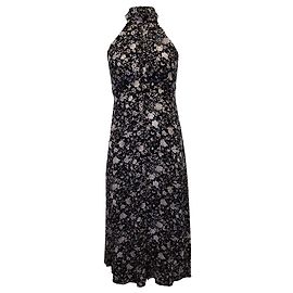 Zimmermann Neckholder-Midikleid mit Blumenmuster aus schwarzer Seide Schwarz