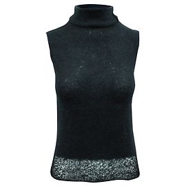 Dkny Black Turtleneck Wool/Mohair Top Black
