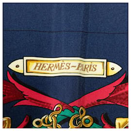 Hermès-Pañuelo de seda Hermes Blue Le Mors A La Conetable-Azul,Azul marino