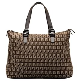 Fendi-Fendi Brown Zucchino Tote Bag-Brown