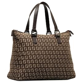Fendi-Fendi Brown Zucchino Tote Bag-Brown