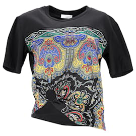 Sandro-Sandro Paris T-Shirt Bague Imprimé Bandana en Coton Noir-Multicolore