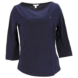 Tommy Hilfiger Da donna 3 4 T-shirt con scollo a barchetta e maniche Blu navy