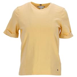 Tommy Hilfiger-Womens Regular Fit Short Sleeve Knit Top-Yellow