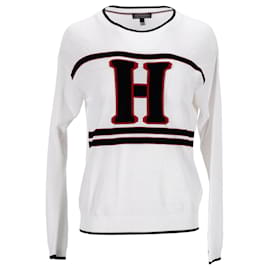 Tommy Hilfiger-Womens Graphic Embroidered Knitted Jumper-White