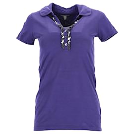 Burberry-Burberry Ruffled Polo Shirt in Purple Cupro-Purple