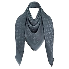 Louis Vuitton-LV-Schal mit Monogramm aus Seide in der Farbe Carbone-Grau