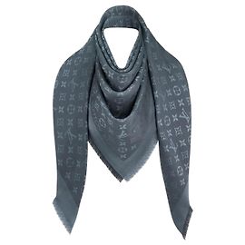 Louis Vuitton LV Shawl monogram silk Carbone colour Grey