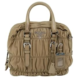 Prada-PRADA Hand Bag Leather 2way Beige Auth ep3375-Beige