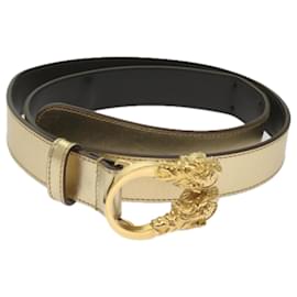 Gucci-GUCCI Belt Leather 32.3"" Gold Tone 70 28 037 1766 1424 Auth hk1107-Other