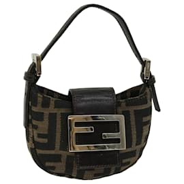 Fendi-FENDI Zucca Canvas Mini Mamma Baguette Borsa a mano Marrone Auth 66352UN-Marrone