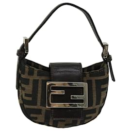 Fendi-FENDI Zucca Canvas Mini Mamma Baguette Borsa a mano Marrone Auth 66352UN-Marrone