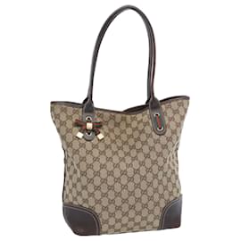 Gucci-GUCCI GG Canvas Web Sherry Line Tote Bag Beige Red Green Auth bs11986-Red,Beige,Green