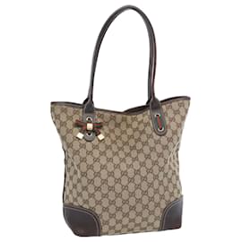 Gucci-GUCCI GG Canvas Web Sherry Line Tragetasche Beige Rot Grün Auth bs11986-Rot,Beige,Grün