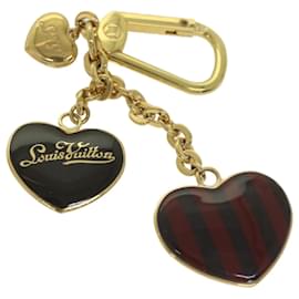 Louis Vuitton-LOUIS VUITTON Porte Cles Coeur Rayure Charm Gold M66476 LV Auth bs12150-Golden