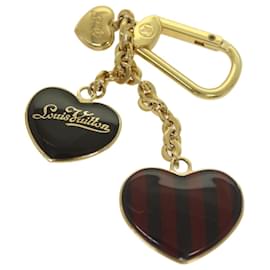 Louis Vuitton-LOUIS VUITTON Porte Cles Coeur Rayure Charm Gold M66476 LV Auth bs12150-Golden