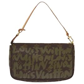 Louis Vuitton-LOUIS VUITTON Monogram Graffiti Pochette Pouch Green M92191 LV Auth 66252A-Green