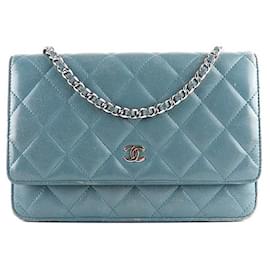 Chanel-CHANEL Handtaschen-Geldbörse mit Kette-Blau