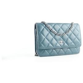 Chanel-CHANEL Sacs à main Portefeuille sur chaîne-Bleu