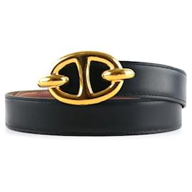 Hermès-Cinturones HERMES Cadena de Ancre-Negro
