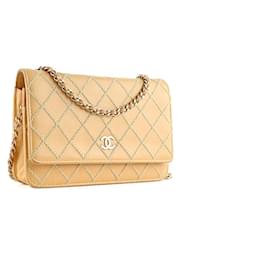 Chanel-CHANEL Handtaschen-Geldbörse mit Kette-Beige
