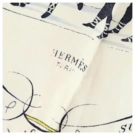 Hermès-HERMES Silk handkerchief Carre 90-Navy blue