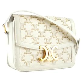 Céline-CELINE Handbags Triomphe-White