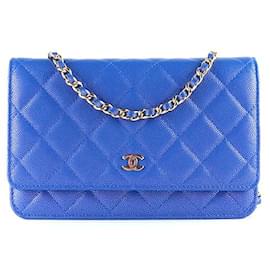 Chanel-CHANEL Handtaschen-Geldbörse mit Kette-Blau