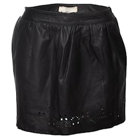 Autre Marque-Athe by Vanessa bruno, leather lasercut skirt-Black