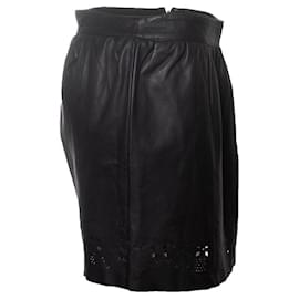 Autre Marque-Athe by Vanessa bruno, leather lasercut skirt-Black