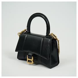 Balenciaga-BALENCIAGA Black 'Hourglass XS' shoulder bag-Black