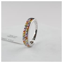 Autre Marque-ANILLO DE ORO BLANCO DE 18 QUILATES con zafiros-Multicolor