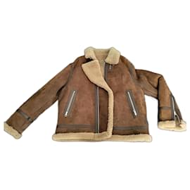 Louis Vuitton-Genuine leather bomber jacket size 54 - shearling aviator-Brown