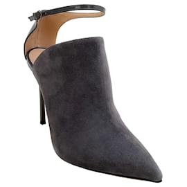 Autre Marque-Casadei Gravity Grey Suede and Patent Ankle Strap Shooties-Grey
